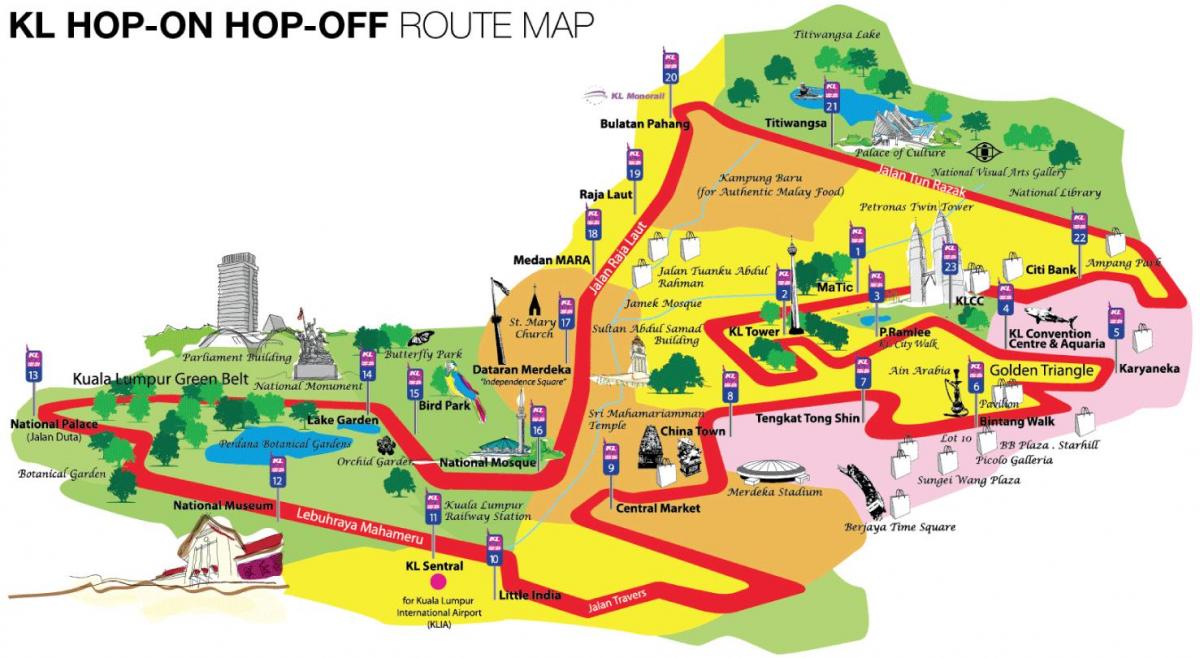 kl hop-on-hop-off autobus mapa