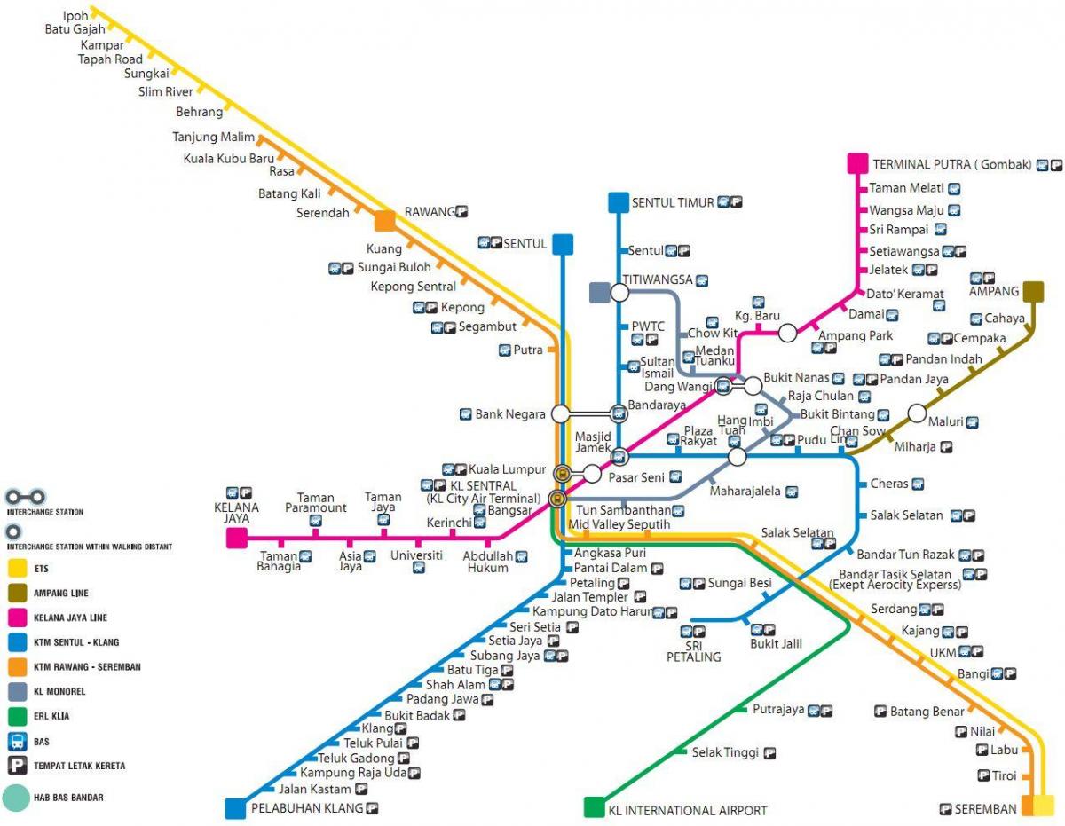 garraio publikoaren mapa malaysia